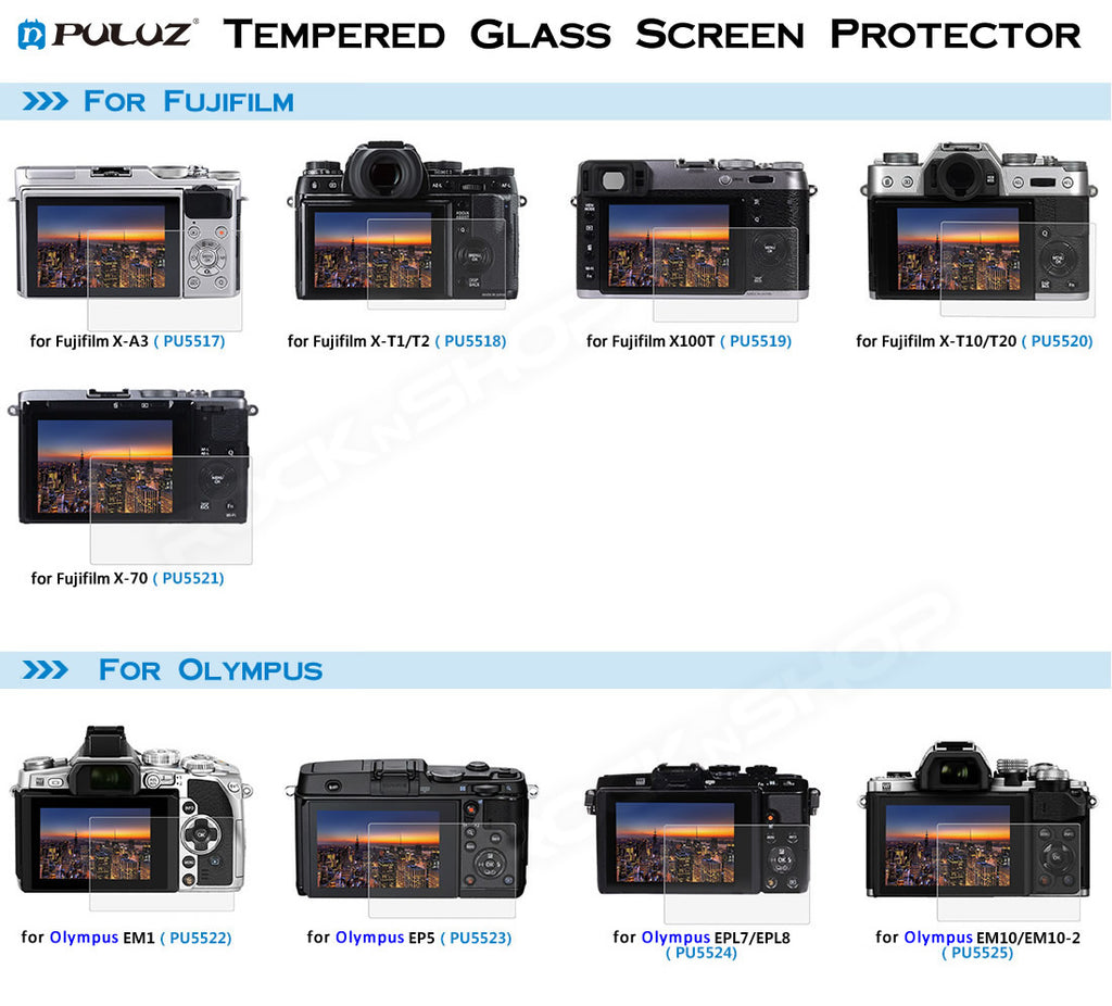 PULUZ Tempered Glass Screen Protector for Fujifilm Olympus