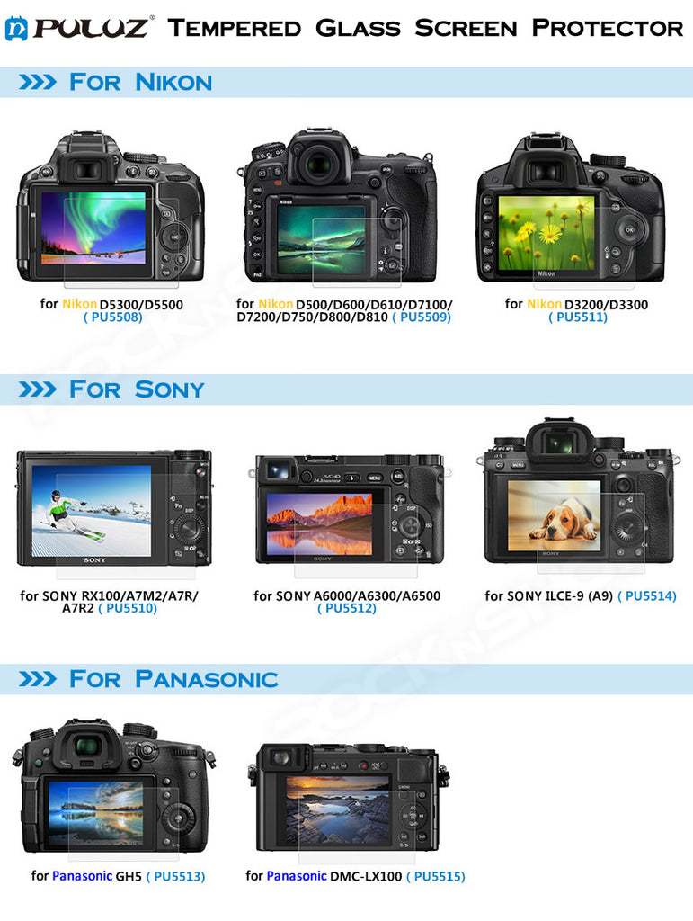 PULUZ Glass Screen Protector for Nikon Sony Panasonic